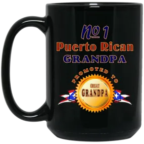 #1 Grandpa Promoted To Great Grandpa 15 oz. Black Mug