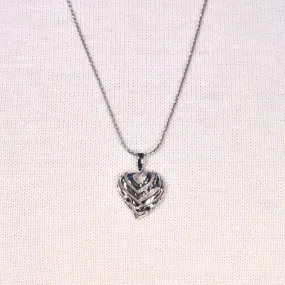 14K Etched White Gold Heart Pendant Necklace