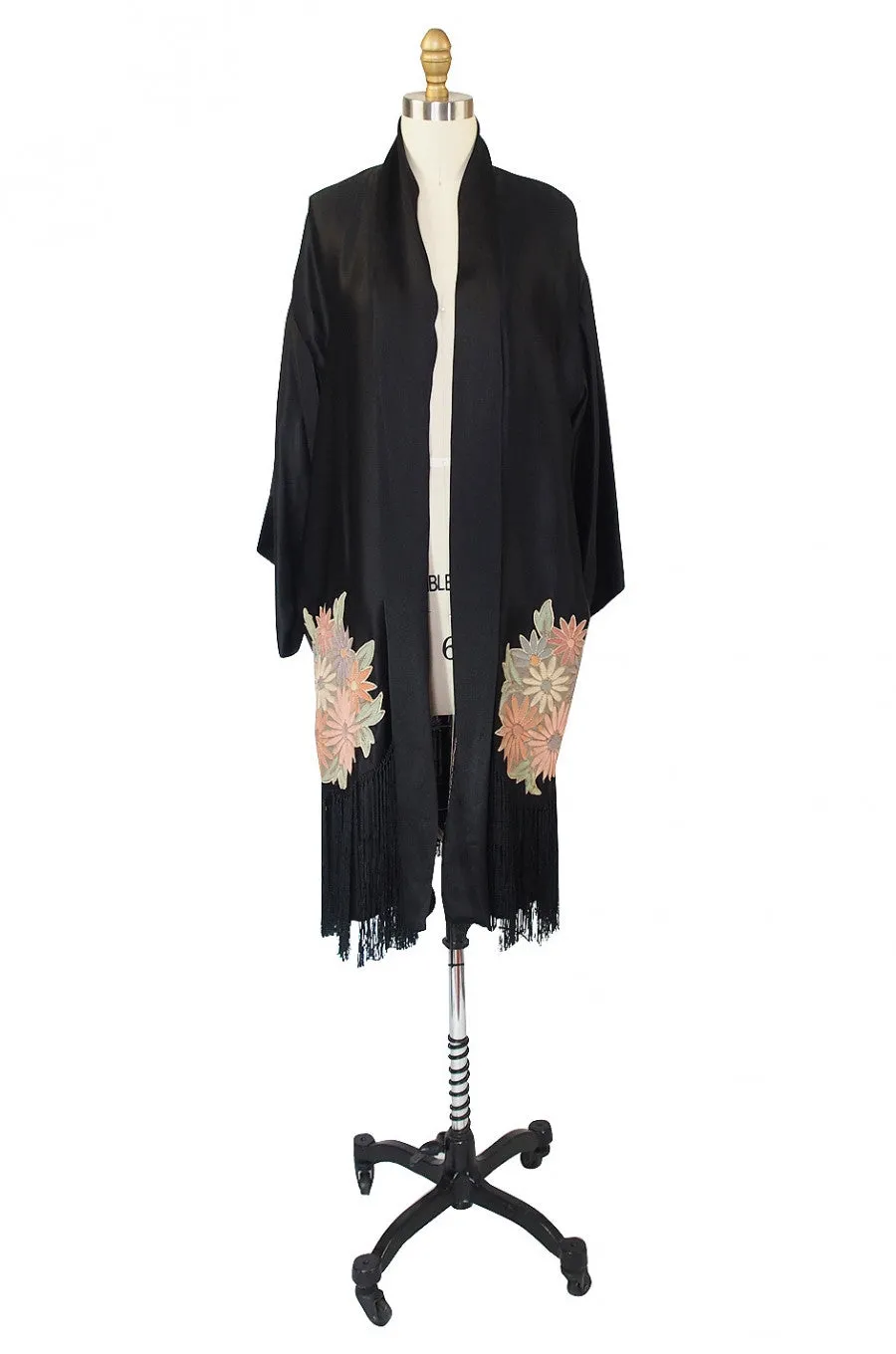 1920s Padded Flower Fringe Flapper Robe