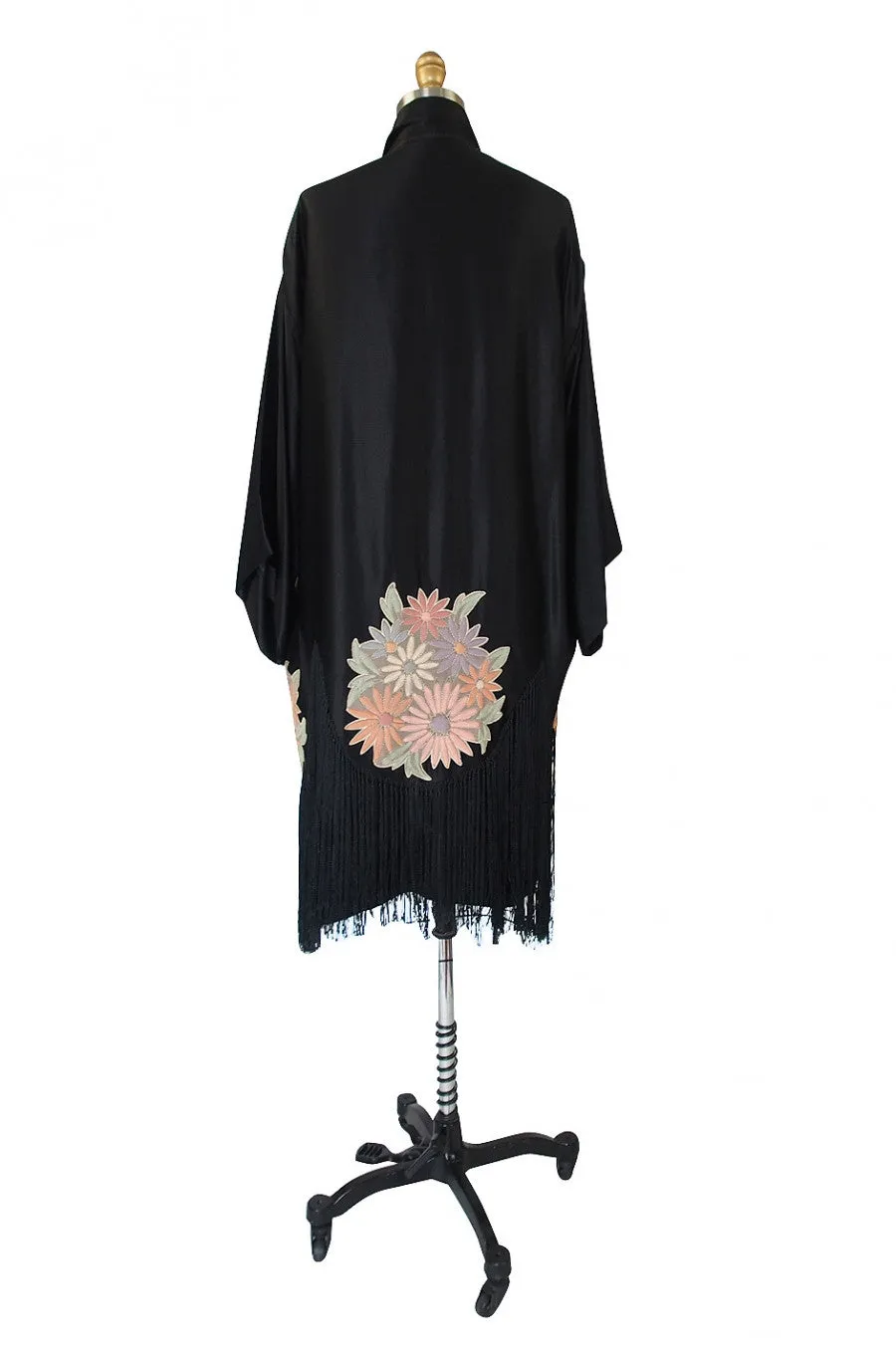 1920s Padded Flower Fringe Flapper Robe