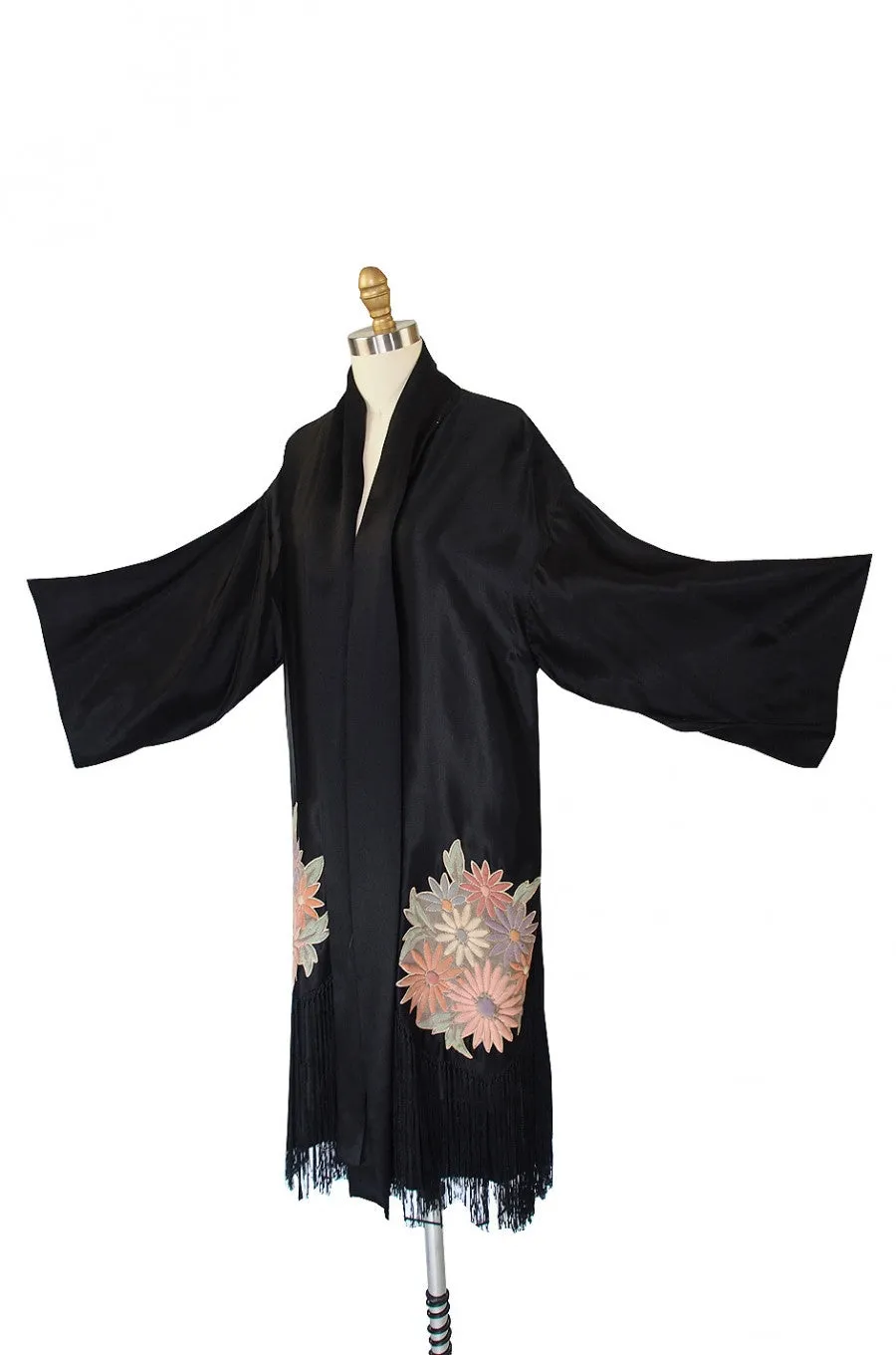 1920s Padded Flower Fringe Flapper Robe