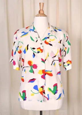 1940s Style Bright Print Blouse