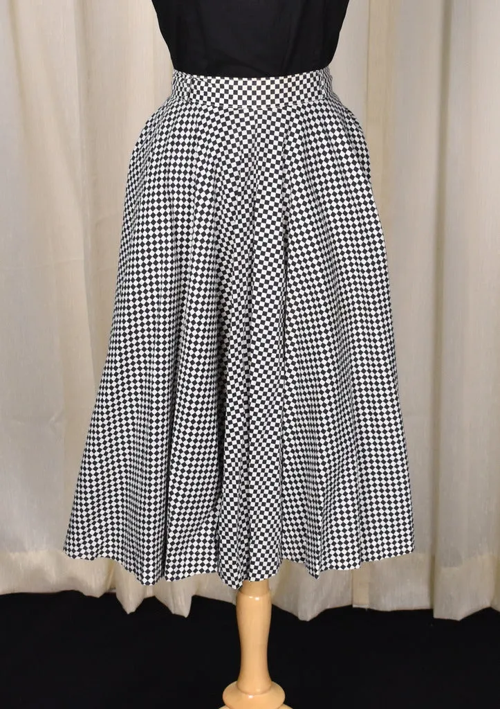 1950s Black & White Checkered Full Swing Skirt