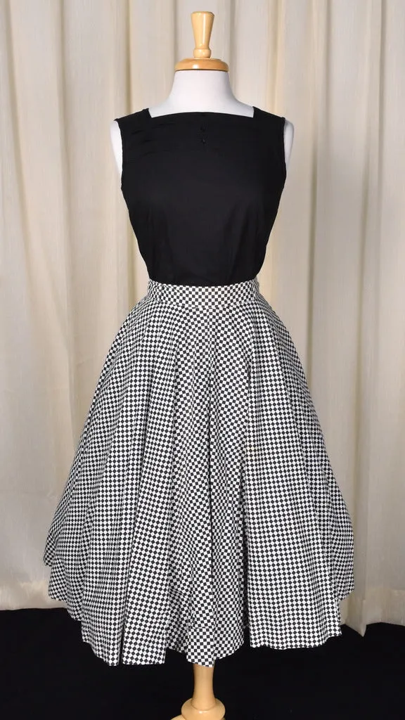 1950s Black & White Checkered Full Swing Skirt