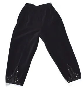 1950s Black Velvet Rhinestone Cha-Cha Capri Pants