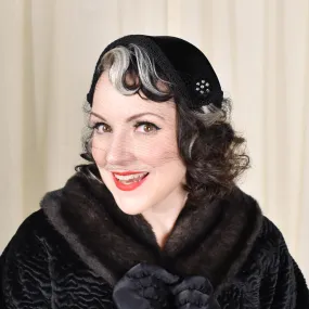 1950s Black Velvet Vintage Crescent Hat