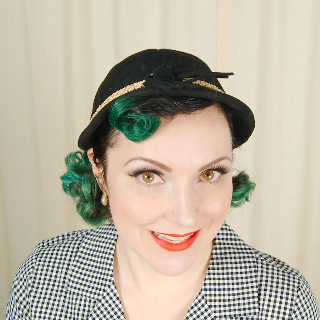 1950s Black Wool Cap Hat