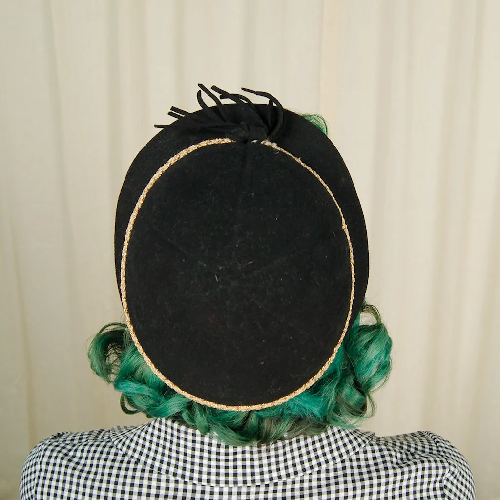 1950s Black Wool Cap Hat