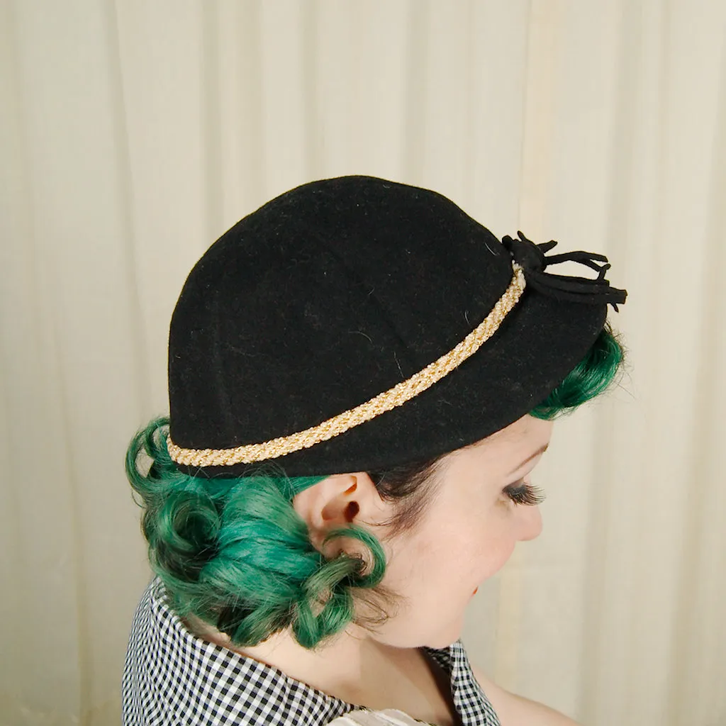 1950s Black Wool Cap Hat