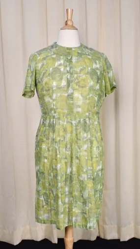 1950s Green Brushstroke Dress