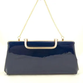 1950s Navy Patent Clutch Bag