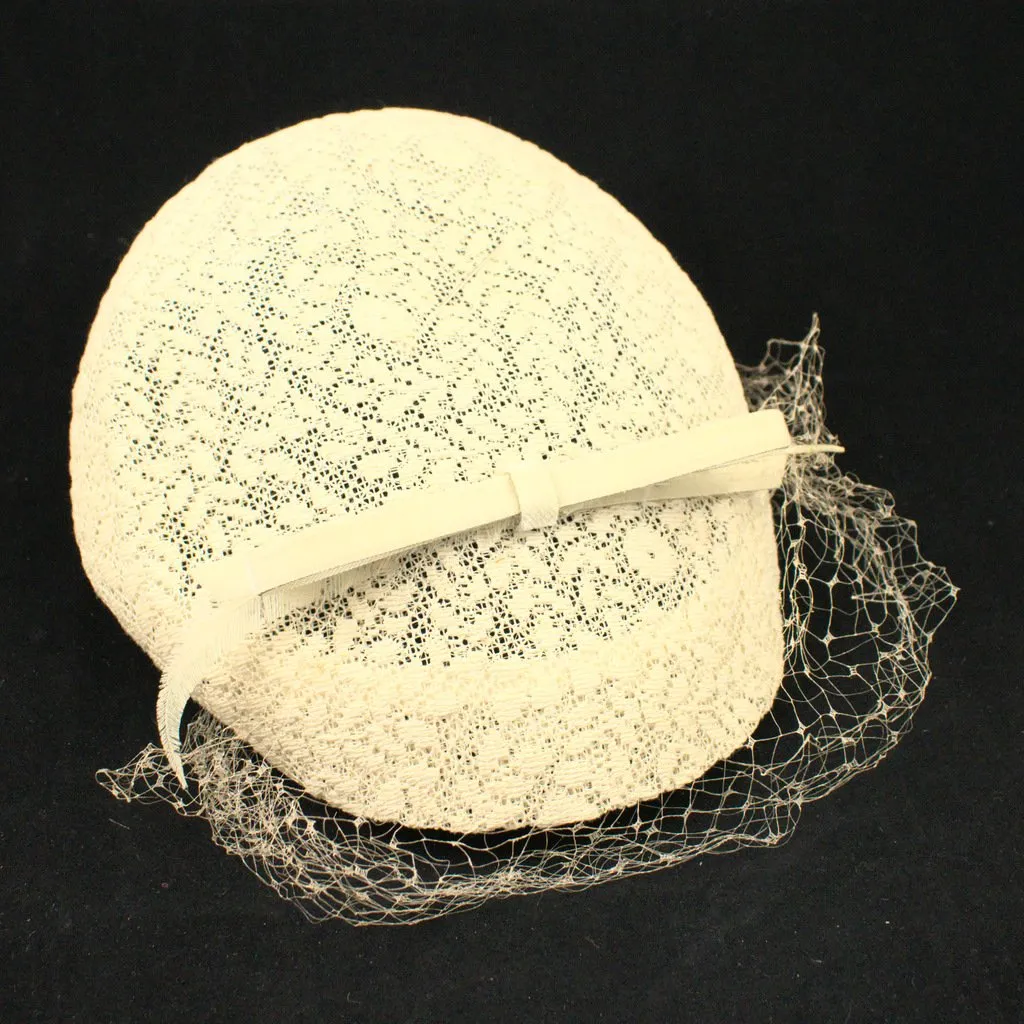 1950s Off White Lace & Bow Hat