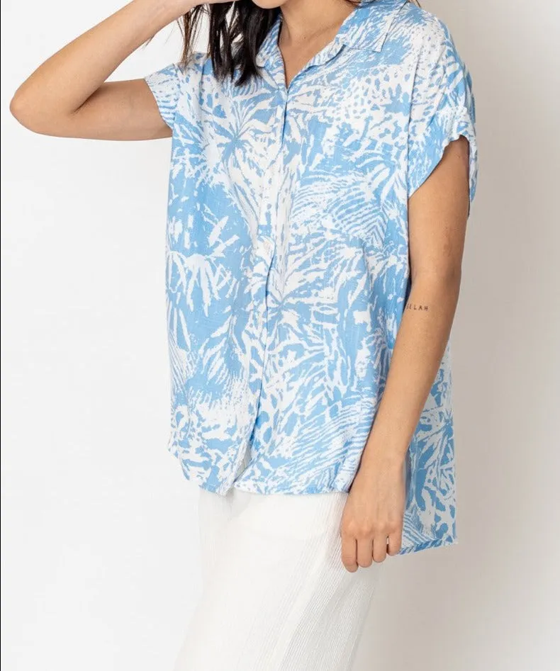 ABSTRACT PALM SHORT SLEEVE SHIRT