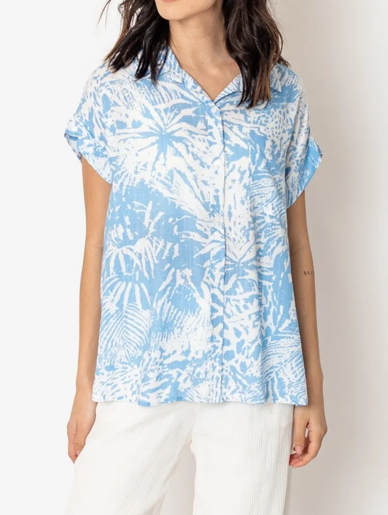 ABSTRACT PALM SHORT SLEEVE SHIRT