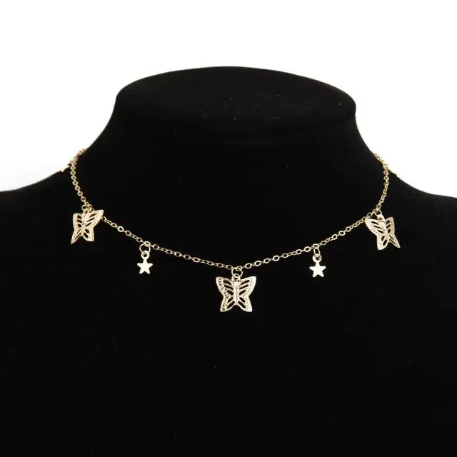 Aesthetic Metallic Butterflies Necklaces