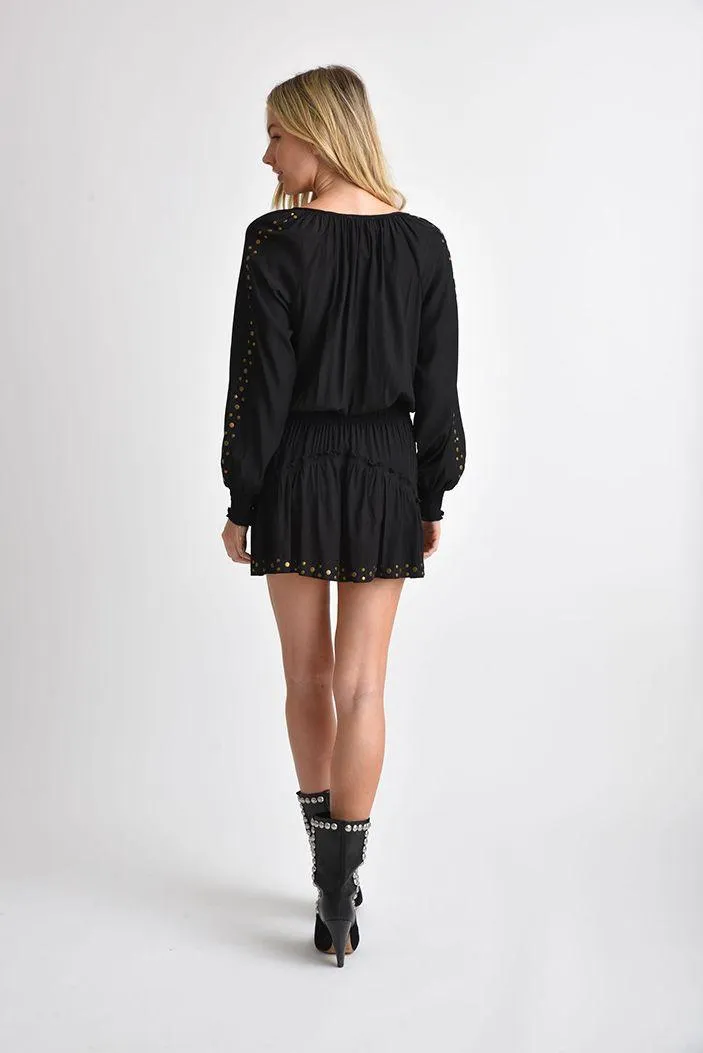 Akio Studded Mini Dress in Black