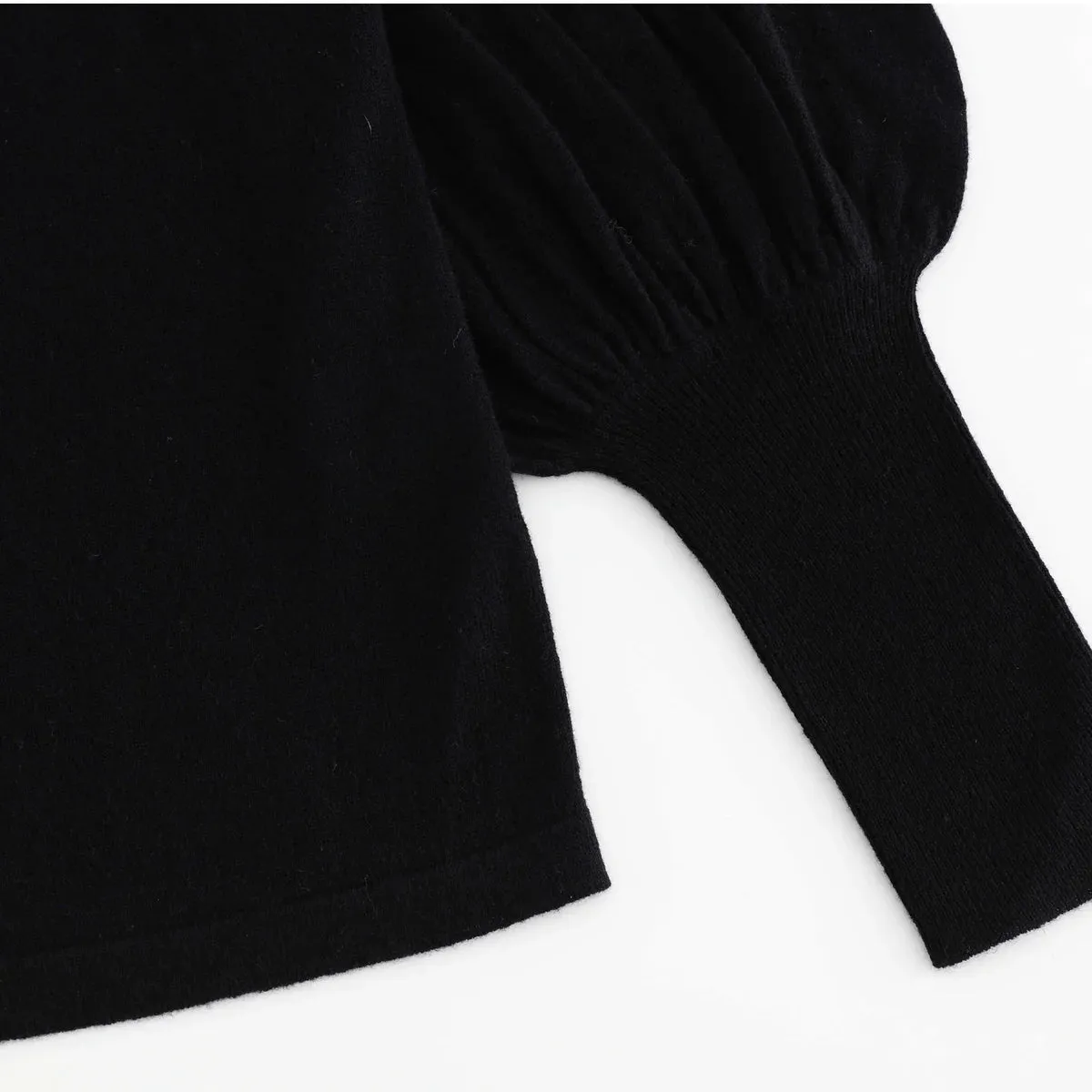 Aleger Cashmere Bell Sleeve Knit in Black