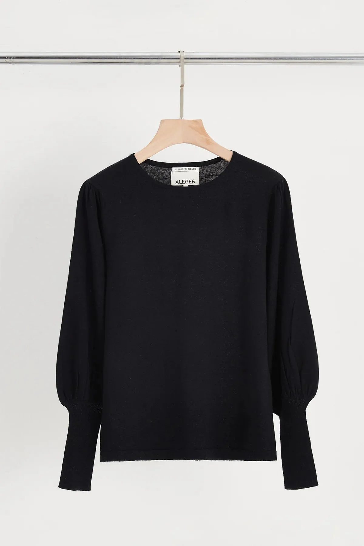 Aleger Cashmere Bell Sleeve Knit in Black