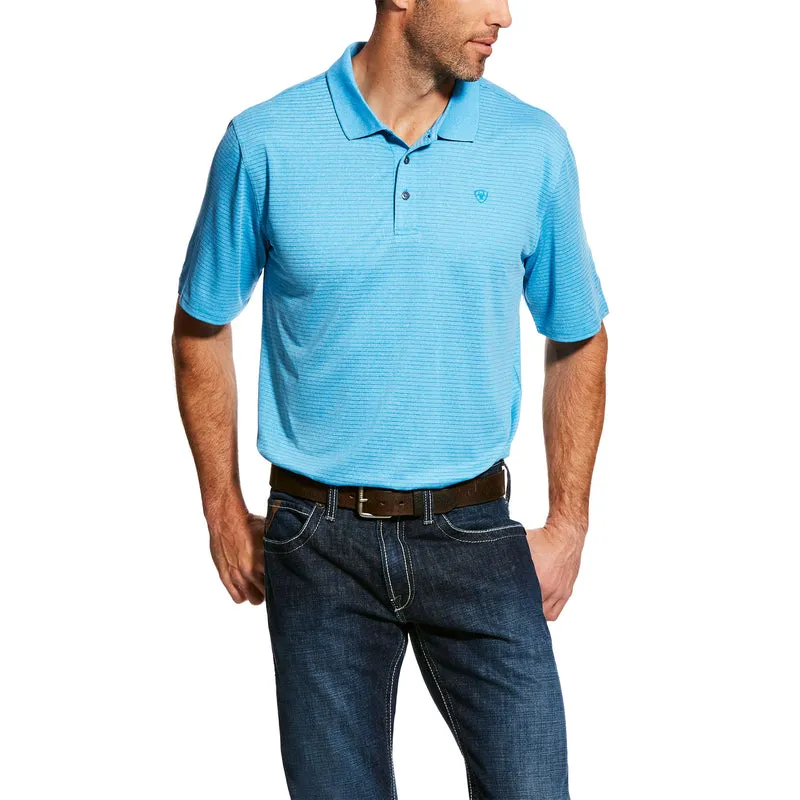 'Ariat' Men's Fade Tek Polo Stripe - Blue