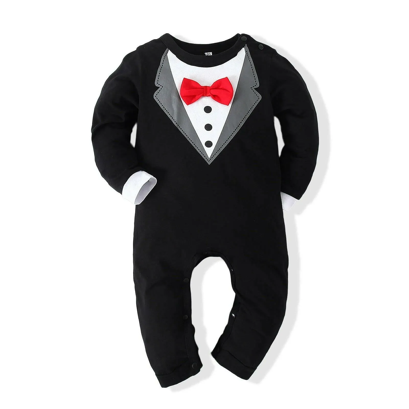 Baby Boy Long White-Black Rompers