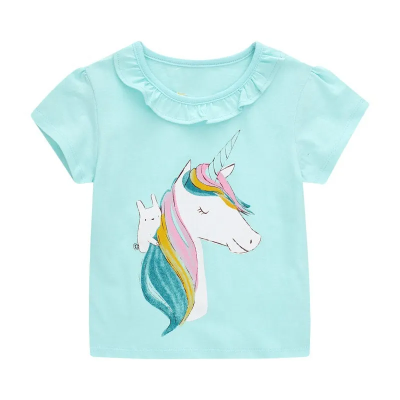 Baby Girl Summer Tops & Tees Unicorn World Collection Tees Rainbow and Bunny T-shirt | Toddler Girl Clothing Gift for Girls Outfit Pack of 3