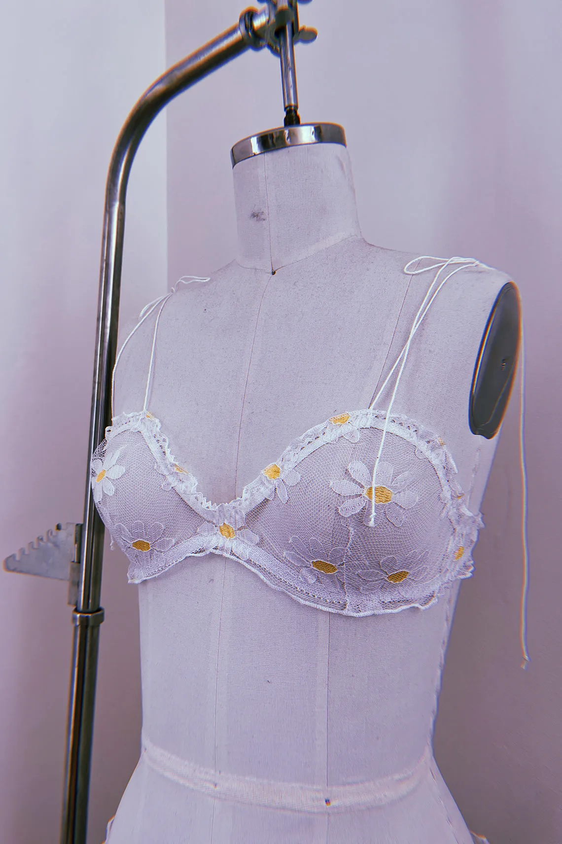 BACK IN STOCK! Anaphora Bralette in Sheer Upcycled Vintage Daisy Tulle Mesh