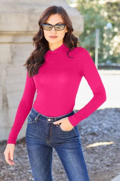 Basic Bae Full Size Mock Neck Long Sleeve Bodysuit