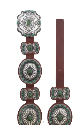 Belt, A Vintage, Concho, Malachite, Sterling Silver, Kirk Smith, Vintage, 375