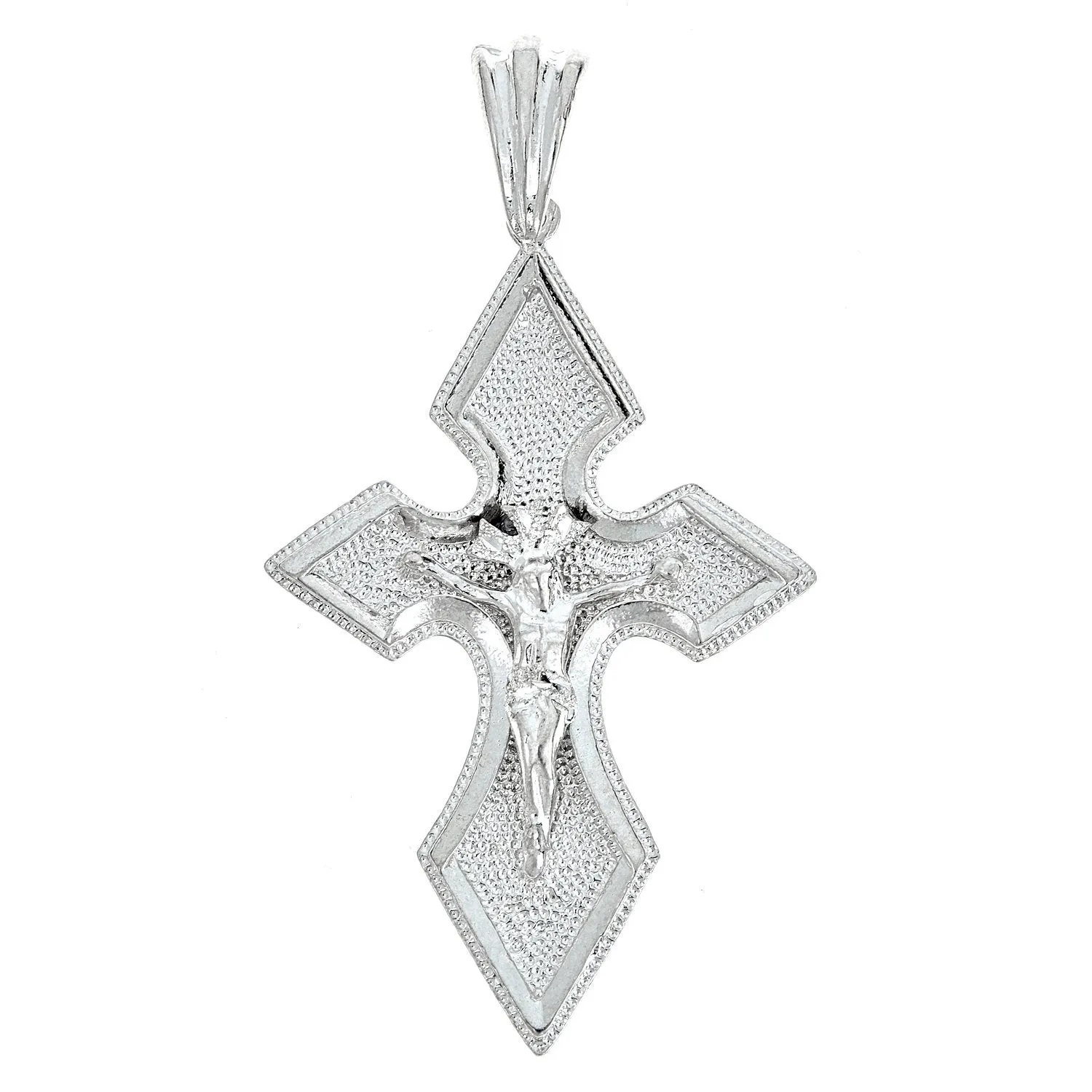 Better Jewelry 925 Sterling Silver Fuller Shaped Crucifix Pendant -Made in USA (11 grams)