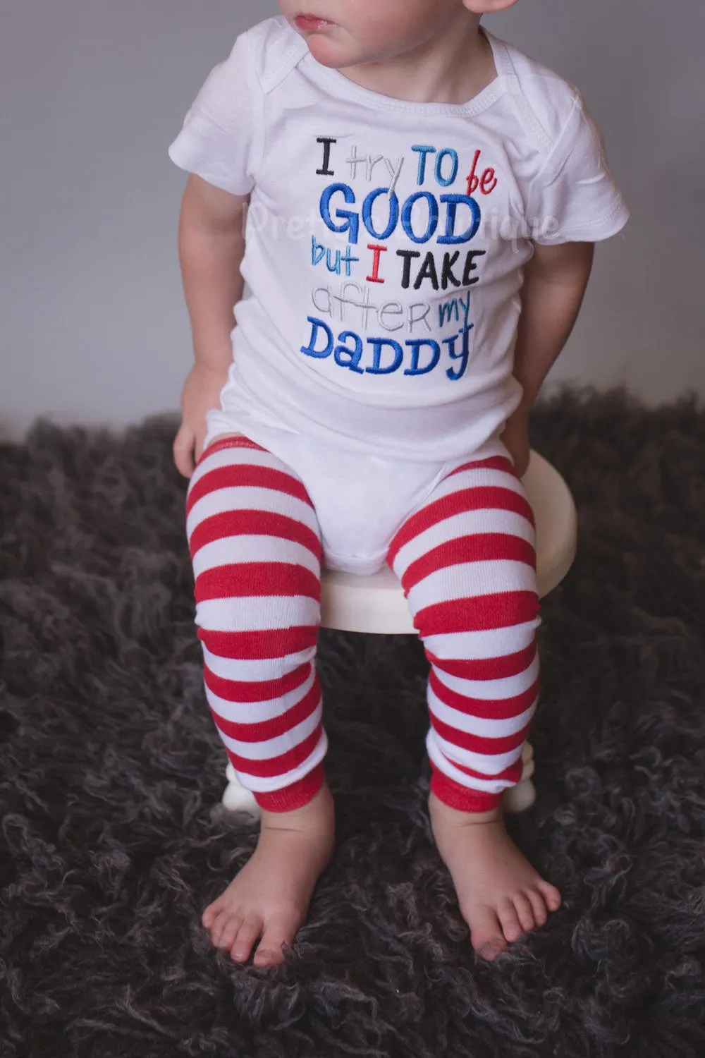 Boys outfit set  - I try to be good but I take after my daddy bodysuit or shirt and legwarmers