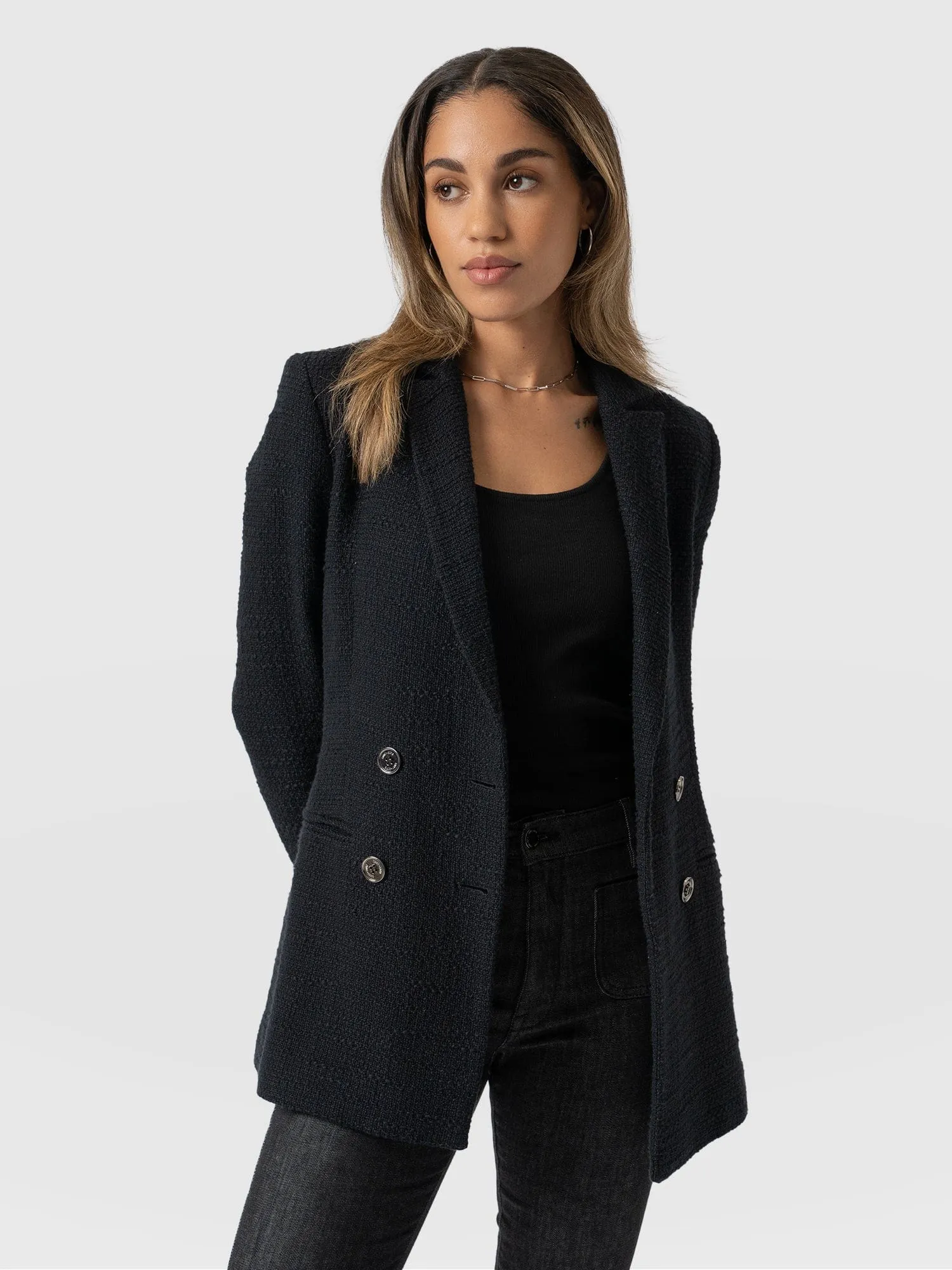 Cambridge Blazer - Black Bouclé