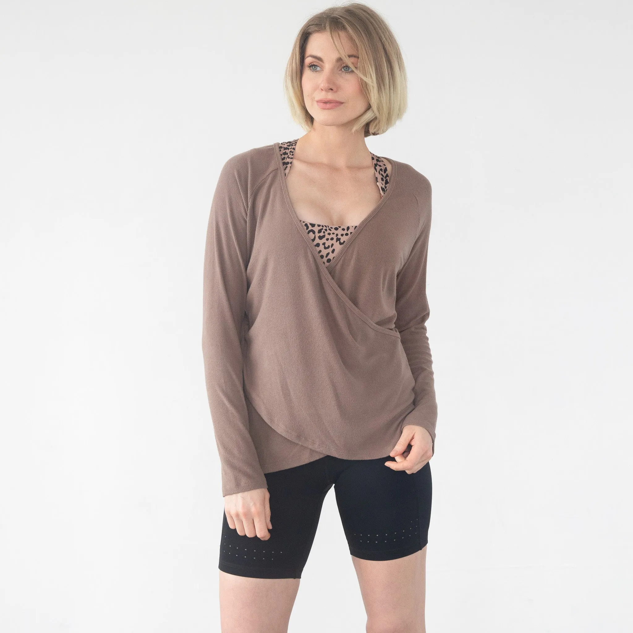 Charlotte Two-Way Nursing Wrap Sweater (Camel)