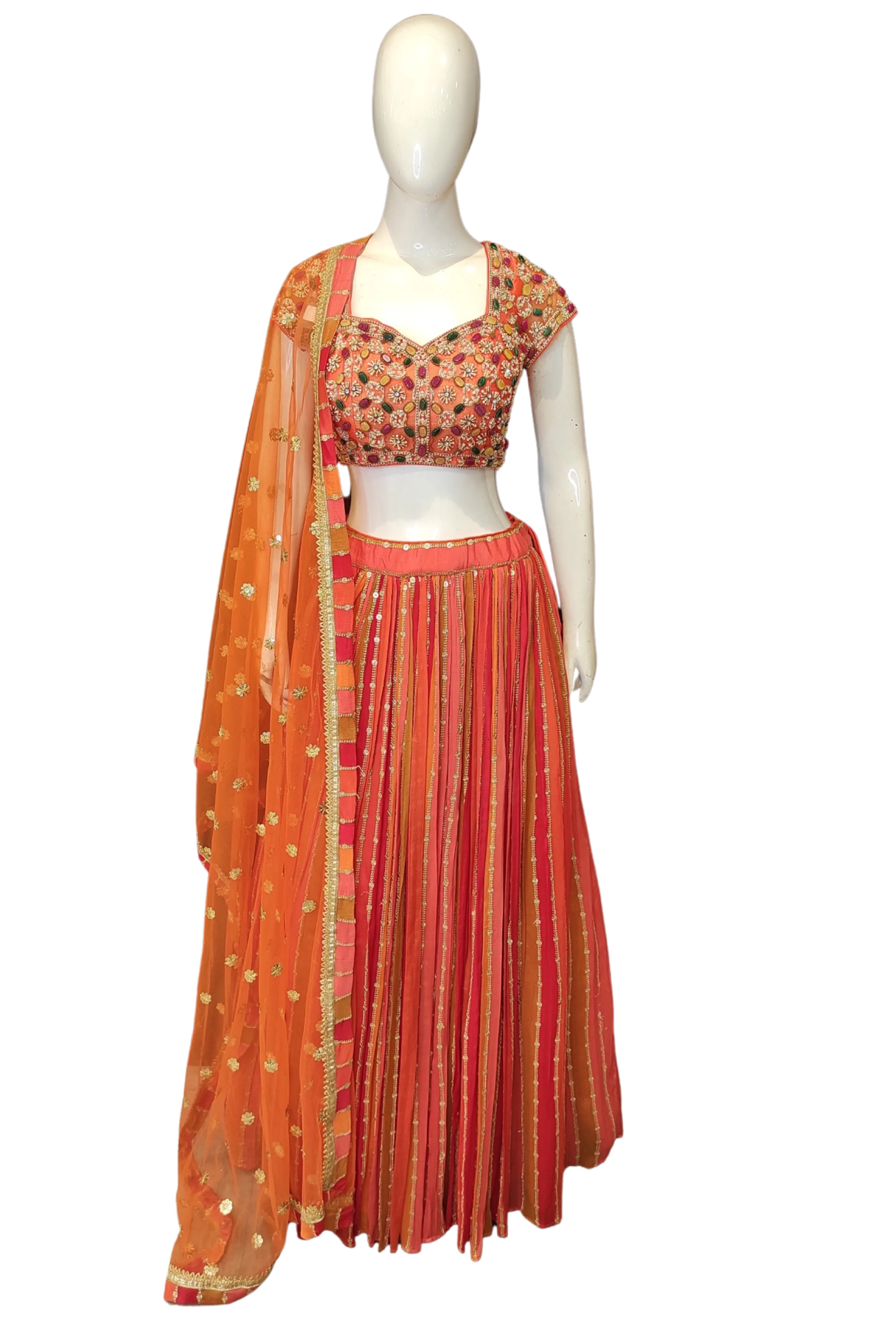 Chinon Lehenga Choli With Zari Work And Net Dupatta