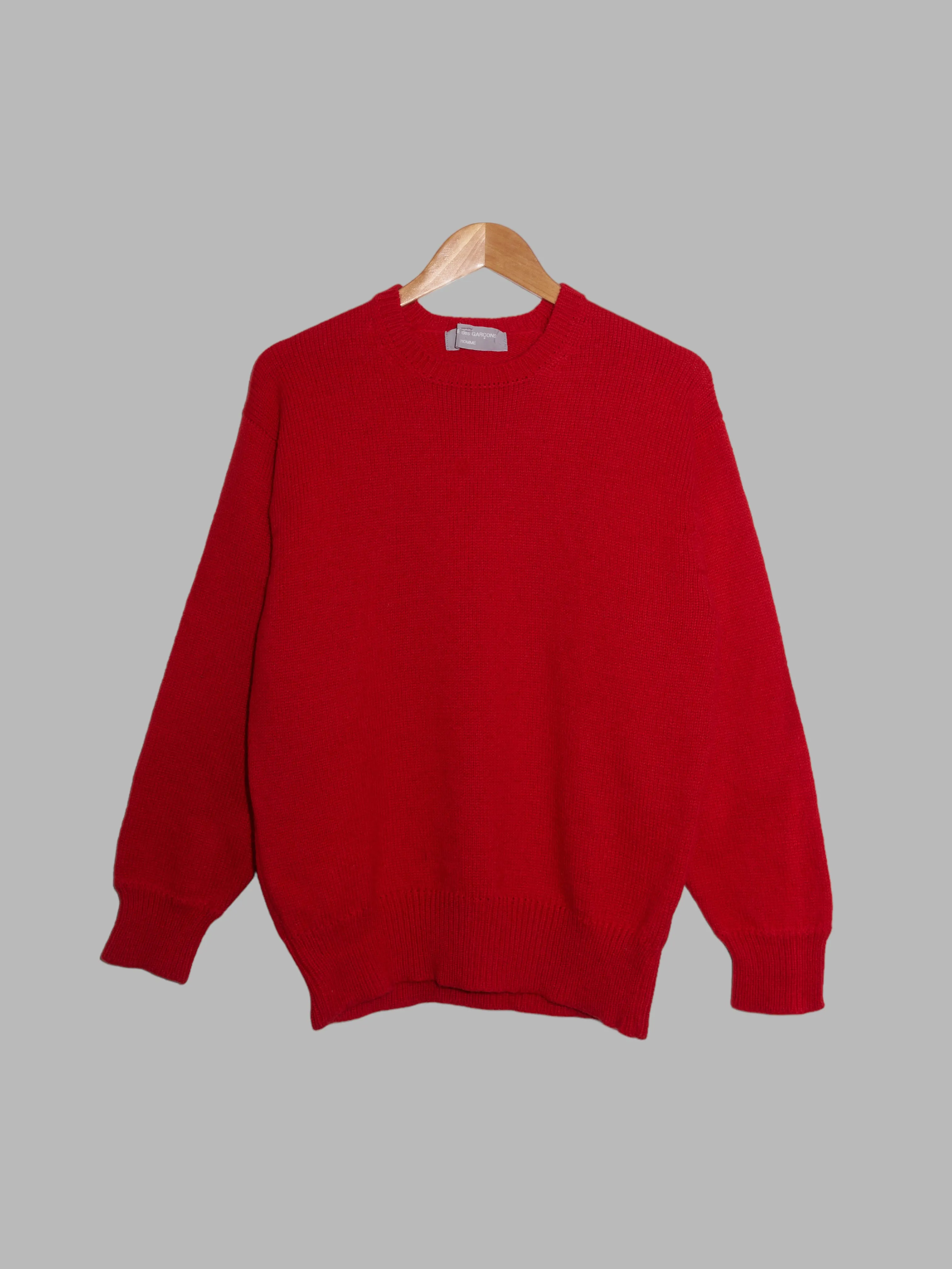 Comme des Garcons Homme 1980s red wool knitted crew neck jumper