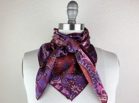 CR Purple and Pink Paisley Silk Scarf