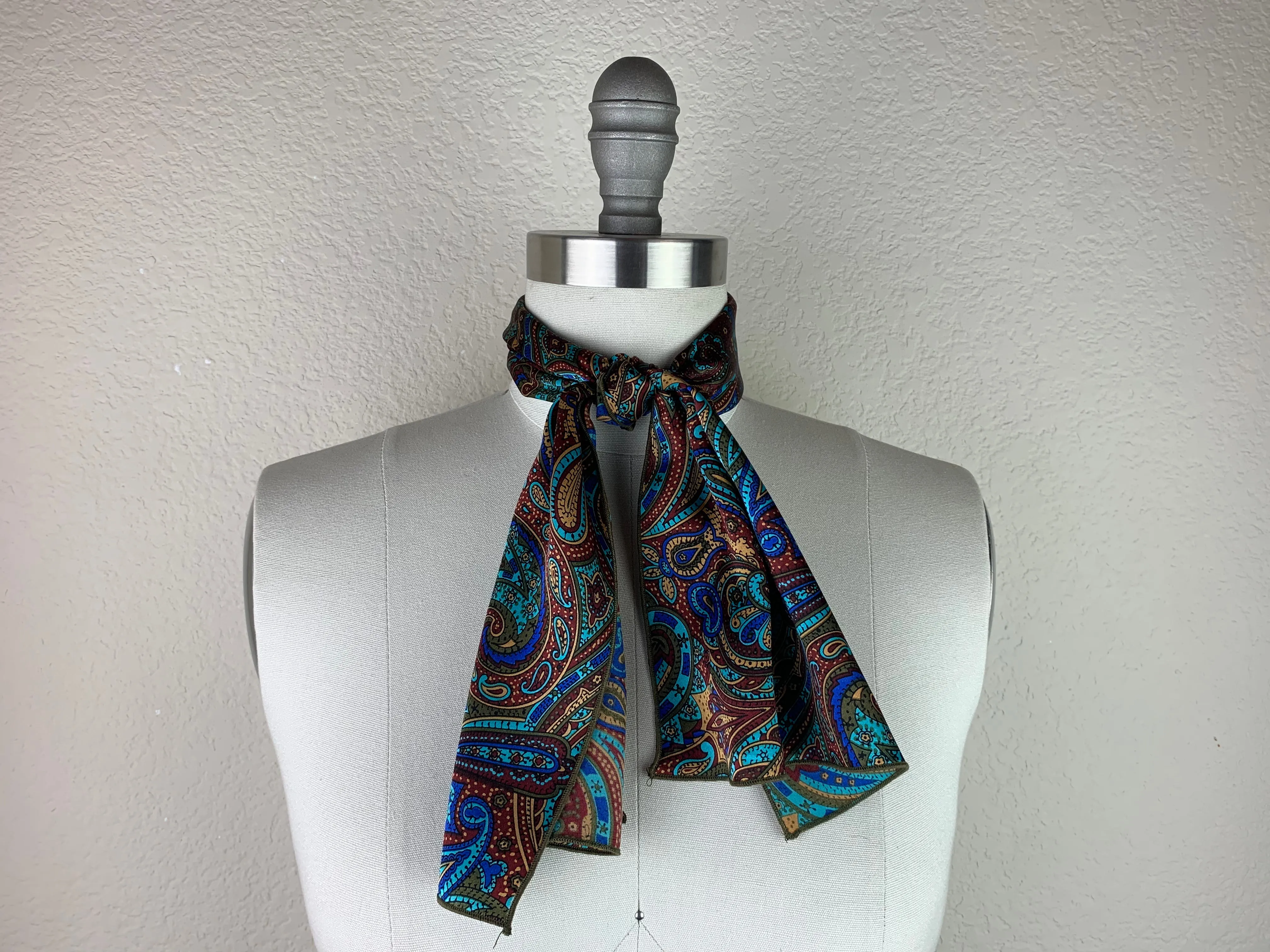 CR Royal Blue and Rust Paisley Silk Scarf