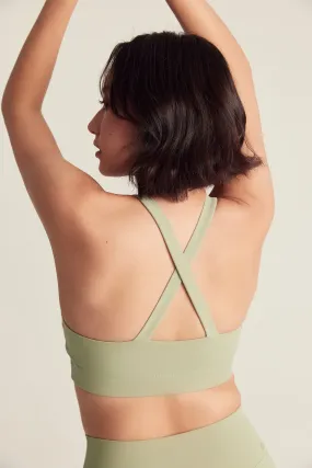 Cross-Back Bra (C-E) in Matcha Latte