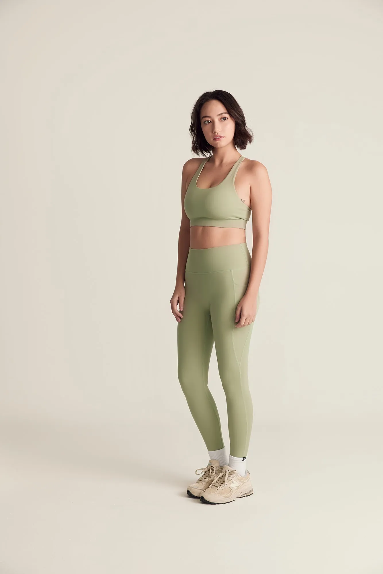 Cross-Back Bra (C-E) in Matcha Latte