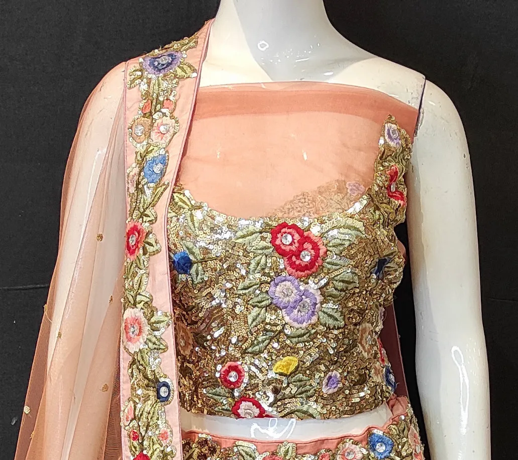 Dupioni Lehenga Choli With Zaridozi Work And Net Dupatta