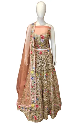 Dupioni Lehenga Choli With Zaridozi Work And Net Dupatta