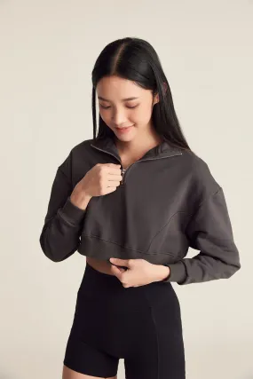 Effortless Half Zip (Crop) in Truffle