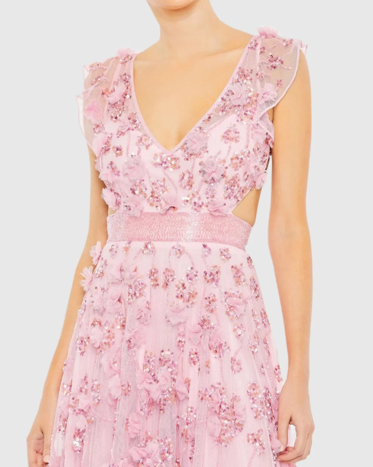 Embellished Lace Up Flowy Gown - FINAL SALE