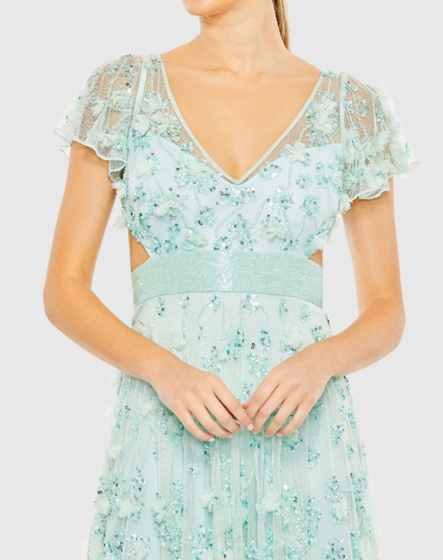 Embellished Lace Up Flowy Gown - FINAL SALE