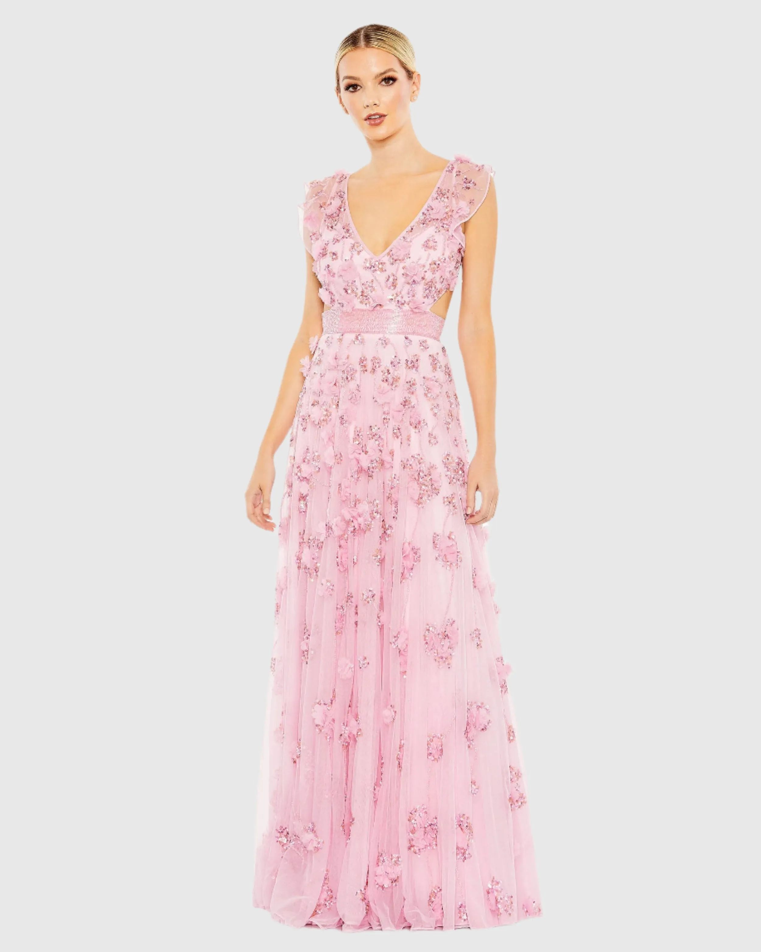 Embellished Lace Up Flowy Gown - FINAL SALE