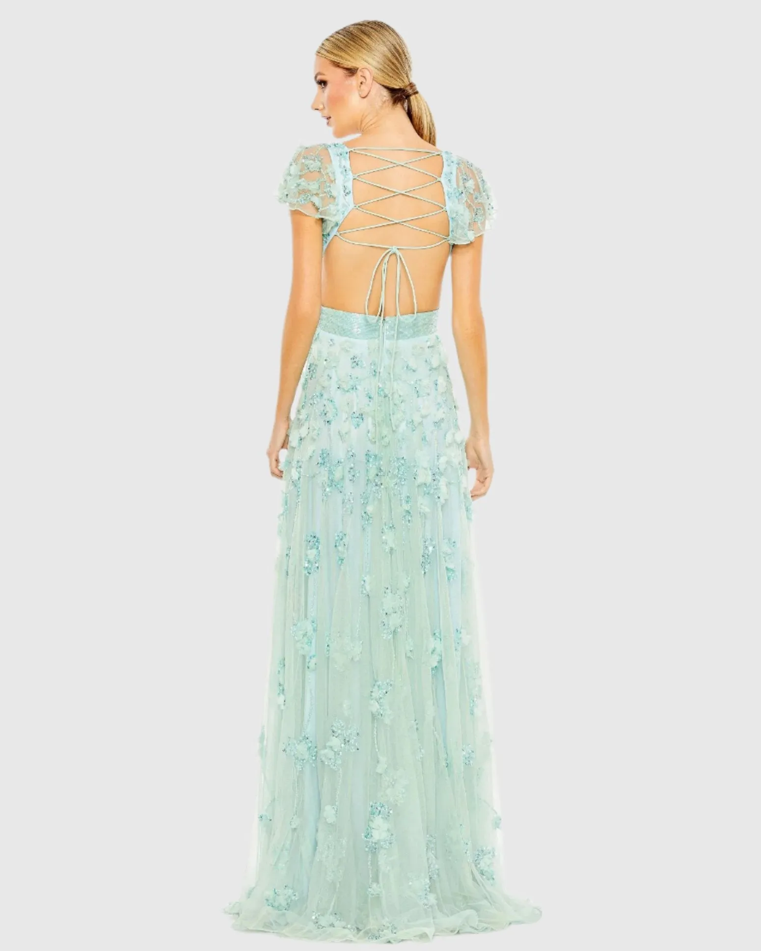 Embellished Lace Up Flowy Gown - FINAL SALE