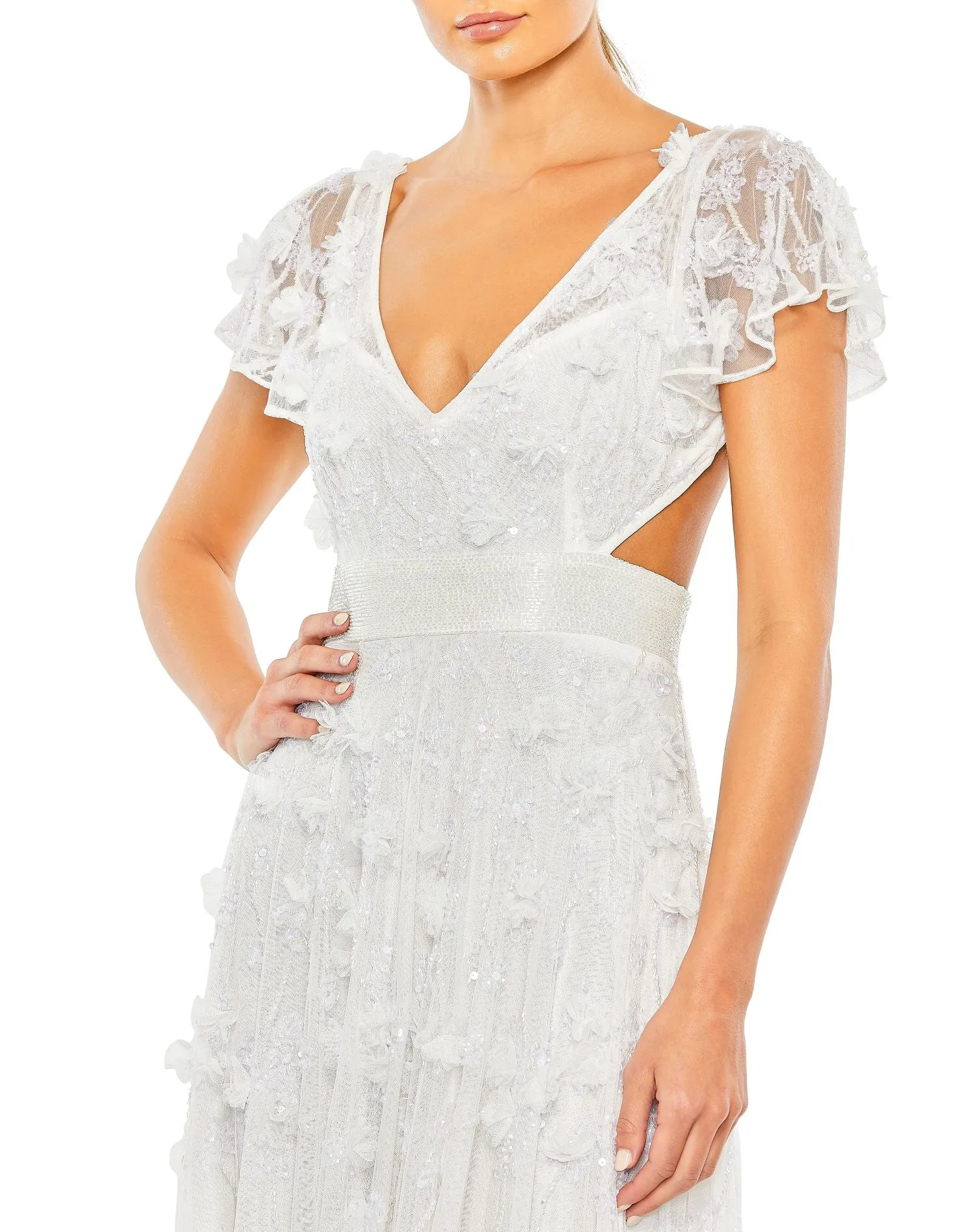 Embellished Lace Up Flowy Gown - FINAL SALE