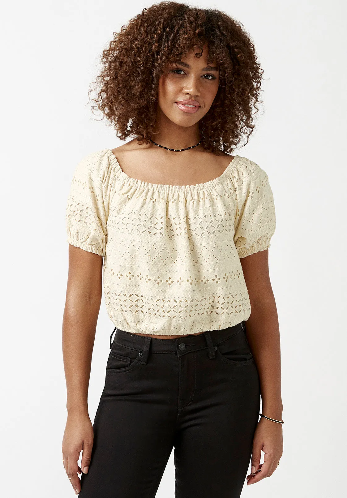 Fig Women’s Off Shoulder Blouse in Cream - WT0034S