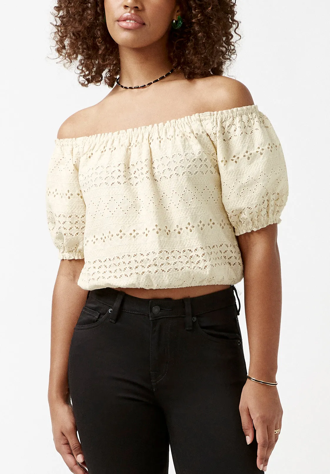 Fig Women’s Off Shoulder Blouse in Cream - WT0034S