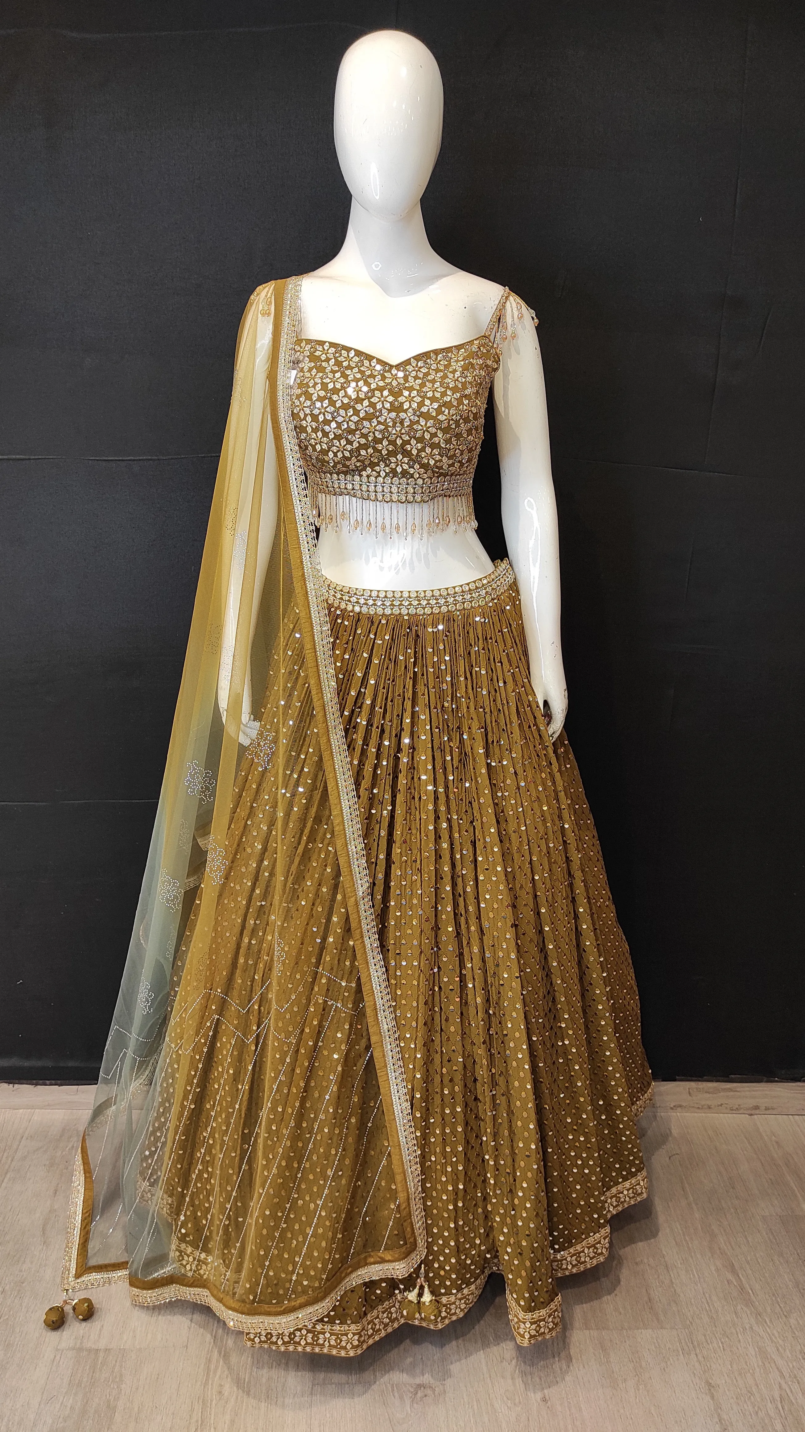 Georgette Lehenga Choli with Patra, Zari and Swarovski Work