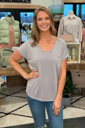 Gray Modal Cuff Sleeve Top